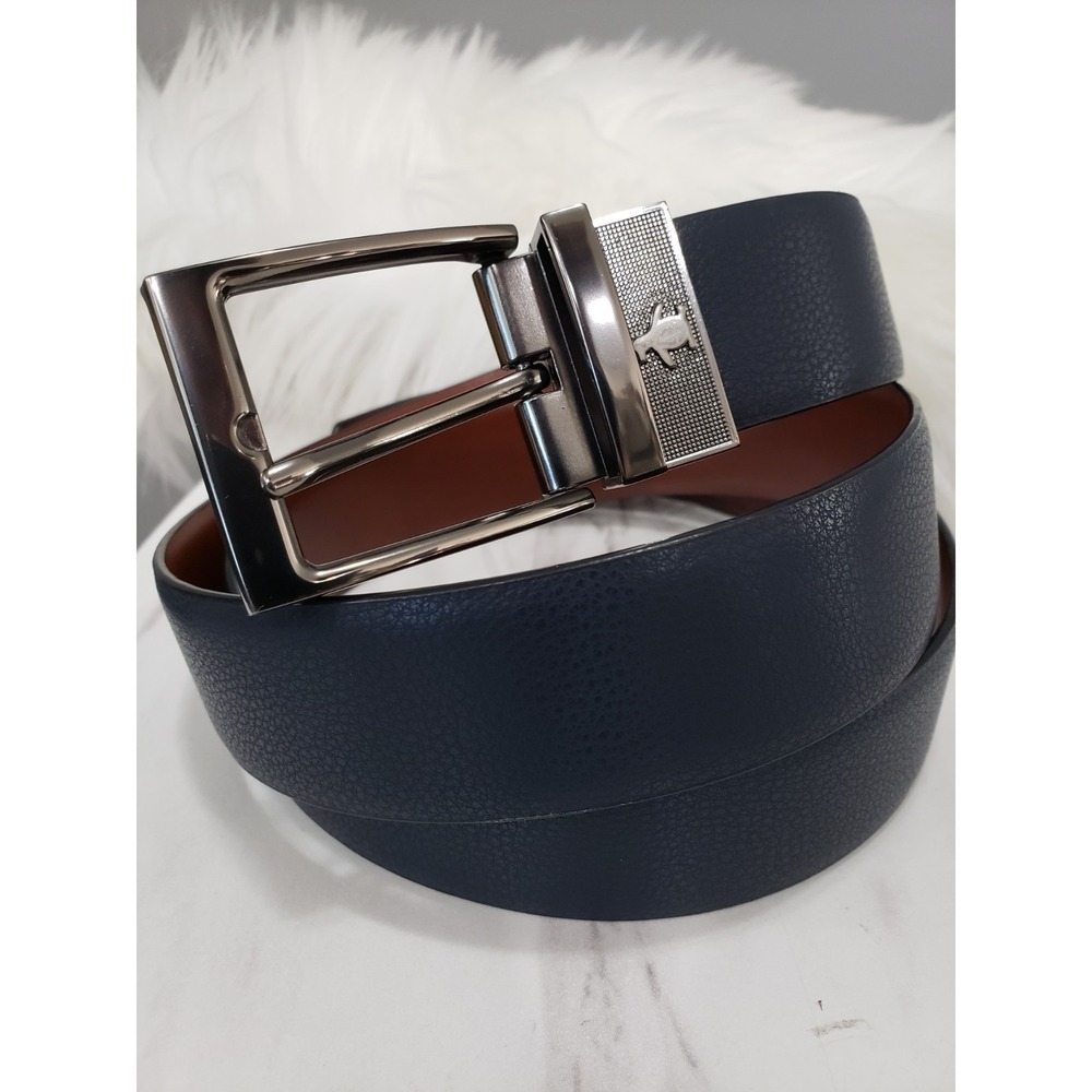 LARGE 38/40 REVERSIBLE‎ NAVY BROWN Leather Belt PENGUIN By Munsingwear